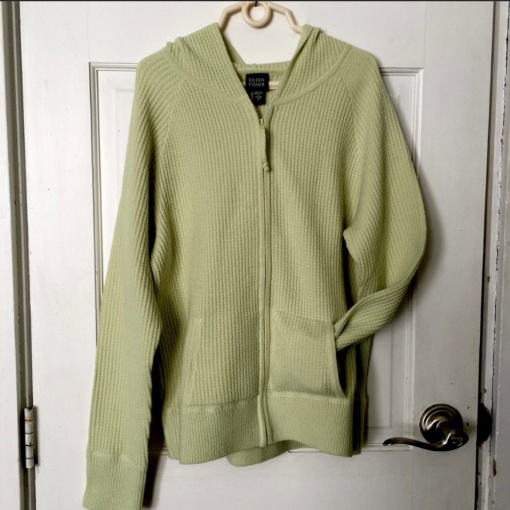 Eileen Fisher Soft Green Hooded Sweater